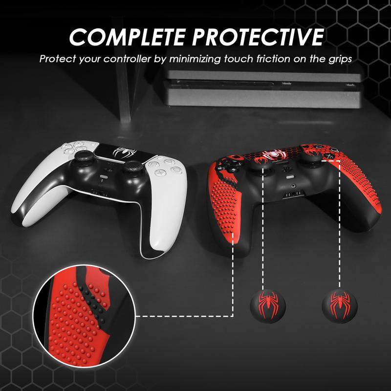 JORREP Anti-Slip PS5 Controller Skin, Non-Slip Silicone Cover Case with Thumb Grip Gaps, Touch Pad Sticker & Cover Wrap Stickers Ps5 Controller