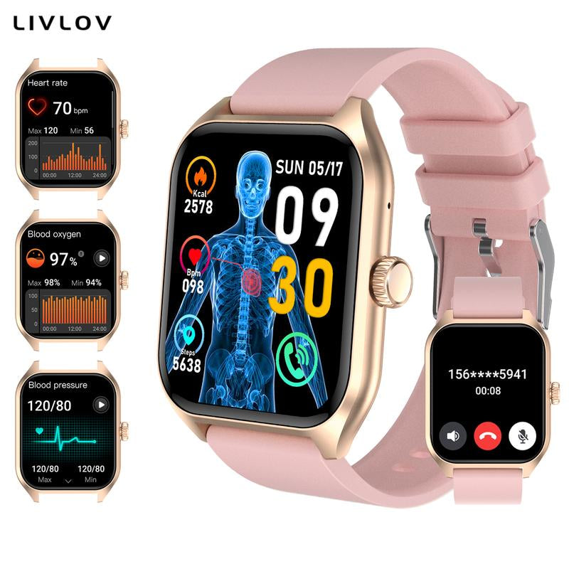 AI Voice Smart Watch for Men(Answer/Dial Calls), Smart Fitness Watch for Women, Sleep Monitoring, Step Caloric, Call Information Prompt, Fitness Tracker for Android IOS