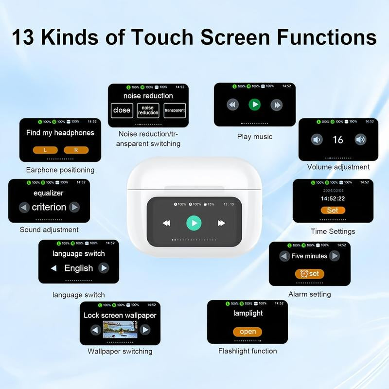 Wireless In-Ear Design Earphone with Touch Screen, Noise Cancelling, Bluetooth Compatible for Phone, PC & Laptop - Headset Electronic Audio