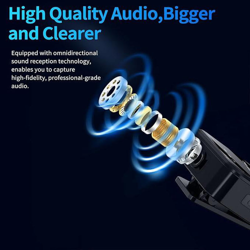 3-In-1 Wireless Lavalier Microphone for Iphone/Android/Camera – 328Ft Range, 18H Battery, Compact Clip-On Mic for Recording, Interviews, Vlogs, Youtube, Tiktok, Streaming (Perfect for Content Creators)