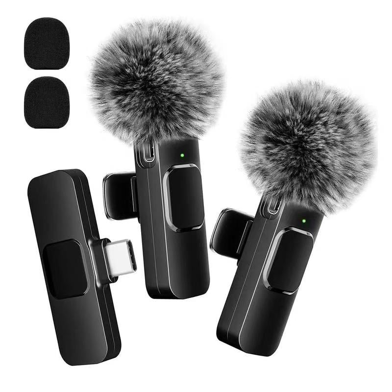 Wireless Lavalier Lapel Microphone for Iphone 15 Series/Android/Computer - Bluetooth Mini Phone Microphones for Video Recording - 2 Clip on Mics with USB C Interface for Tiktok Youtube Vlog