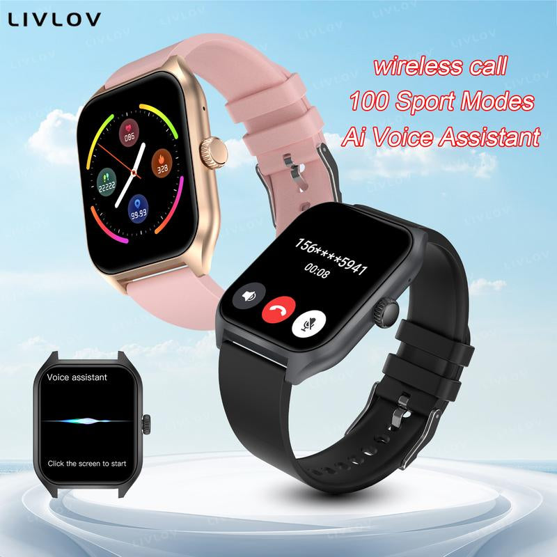 AI Voice Smart Watch for Men(Answer/Dial Calls), Smart Fitness Watch for Women, Sleep Monitoring, Step Caloric, Call Information Prompt, Fitness Tracker for Android IOS