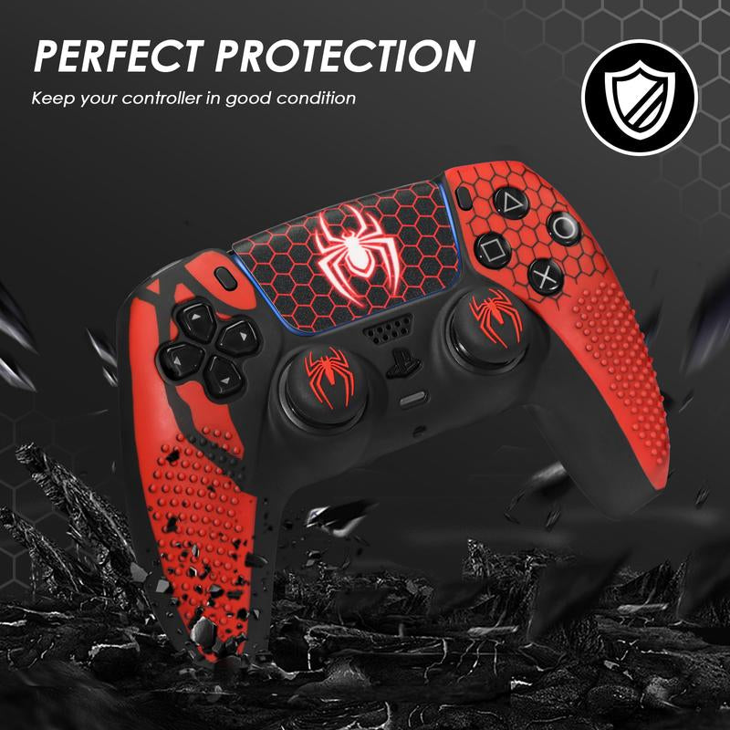 JORREP Anti-Slip PS5 Controller Skin, Non-Slip Silicone Cover Case with Thumb Grip Gaps, Touch Pad Sticker & Cover Wrap Stickers Ps5 Controller
