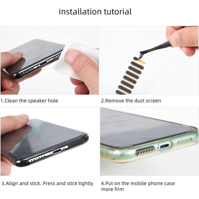 Phone Speaker Dust Protector Stickers &Amp; Cleaning Kit Anti-Dust Mesh Covers Plugs Brush for Iphone 16 15 14 13 12 11 X 8 7 plus Pro Max