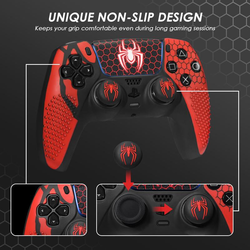 JORREP Anti-Slip PS5 Controller Skin, Non-Slip Silicone Cover Case with Thumb Grip Gaps, Touch Pad Sticker & Cover Wrap Stickers Ps5 Controller