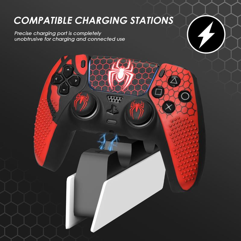 JORREP Anti-Slip PS5 Controller Skin, Non-Slip Silicone Cover Case with Thumb Grip Gaps, Touch Pad Sticker & Cover Wrap Stickers Ps5 Controller