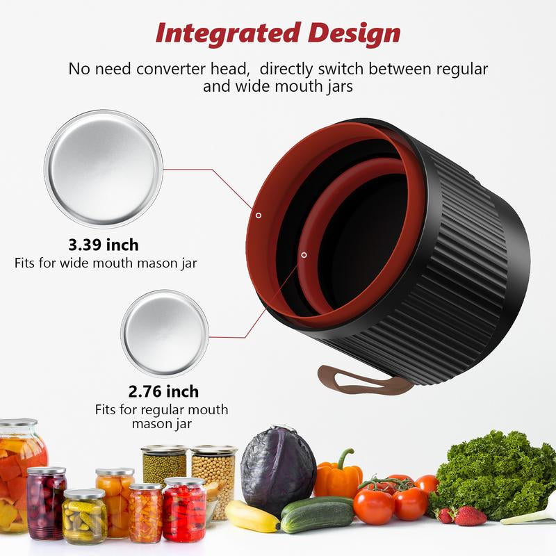 2025 Latest Portable Electric Mason Jar Vacuum Sealer Kit for Food Storage,Firm and Non-Slip Seal,One-Button Start and Easy Operation, Suitable for Wide Mouth or Regular Mouth Mason Jars
