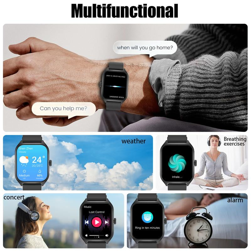 AI Voice Smart Watch for Men(Answer/Dial Calls), Smart Fitness Watch for Women, Sleep Monitoring, Step Caloric, Call Information Prompt, Fitness Tracker for Android IOS