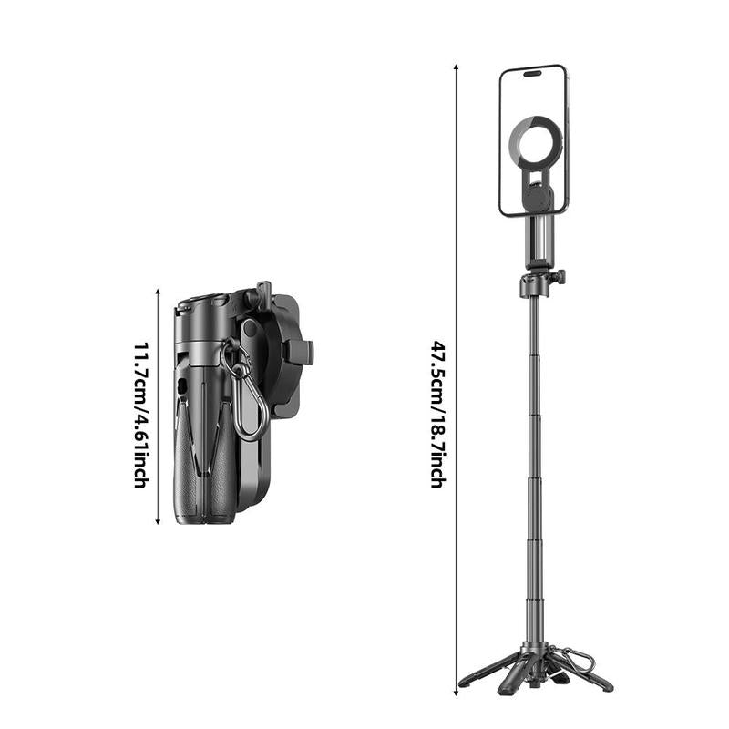 Magnetic Selfie Stick Stand, Mobile Live Tripod Video Stable Shooting Support Stand, Desktop Landing Multi-Function Shooting Video Tool, Phone, Vlogging, Stabilizer