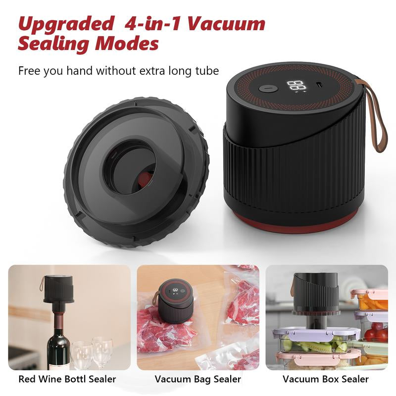 2025 Latest Portable Electric Mason Jar Vacuum Sealer Kit for Food Storage,Firm and Non-Slip Seal,One-Button Start and Easy Operation, Suitable for Wide Mouth or Regular Mouth Mason Jars