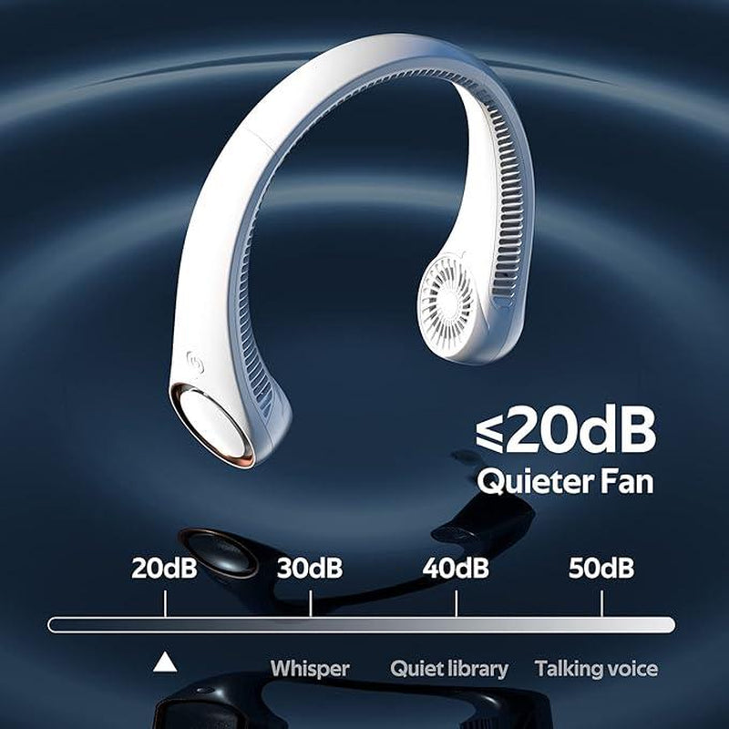 Hands-Free Neck Fan for Sports, Travel and Office Use - Rechargeable Bladeless Cooling Technology with up to 8 Hours of Run Time - Wearable Headphone Design Provides Cooling for Face, Neck and Shoulders as You Move