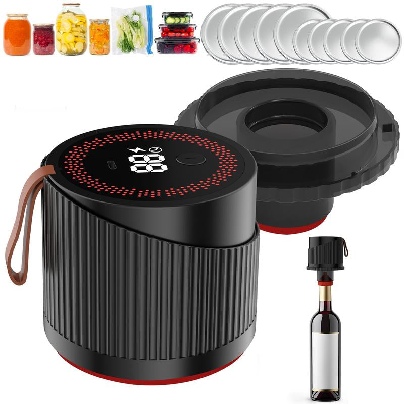 2025 Latest Portable Electric Mason Jar Vacuum Sealer Kit for Food Storage,Firm and Non-Slip Seal,One-Button Start and Easy Operation, Suitable for Wide Mouth or Regular Mouth Mason Jars