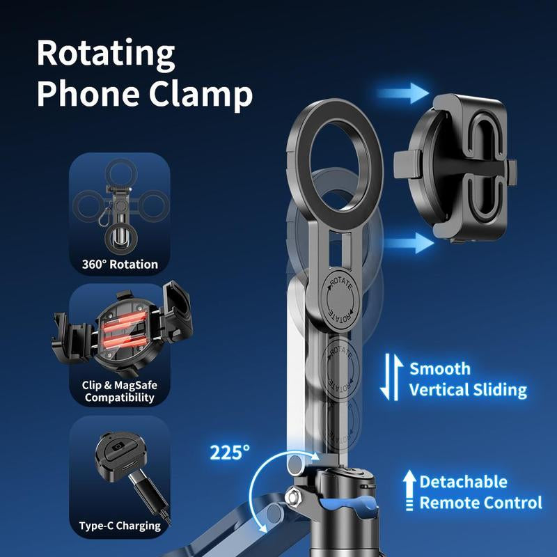 Magnetic Selfie Stick Stand, Mobile Live Tripod Video Stable Shooting Support Stand, Desktop Landing Multi-Function Shooting Video Tool, Phone, Vlogging, Stabilizer
