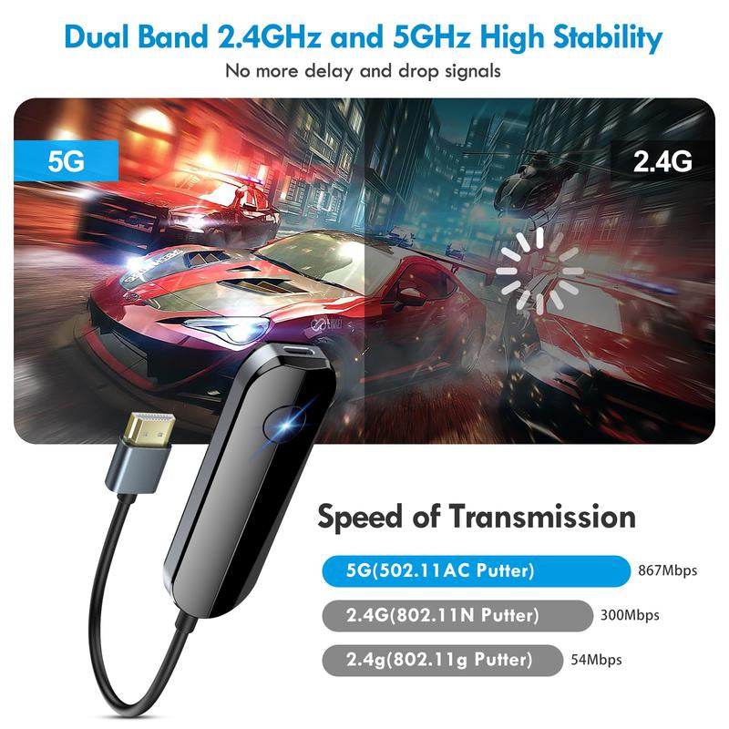 Wireless HDMI Transmitter for Iphone (Ios Only) - Stream Youtube/Tiktok to TV in HD! No Lag, No Cables, Just Plug & Play. Watch Tiktok on Big Screen Tech Gadgets Digital Products Smartphone