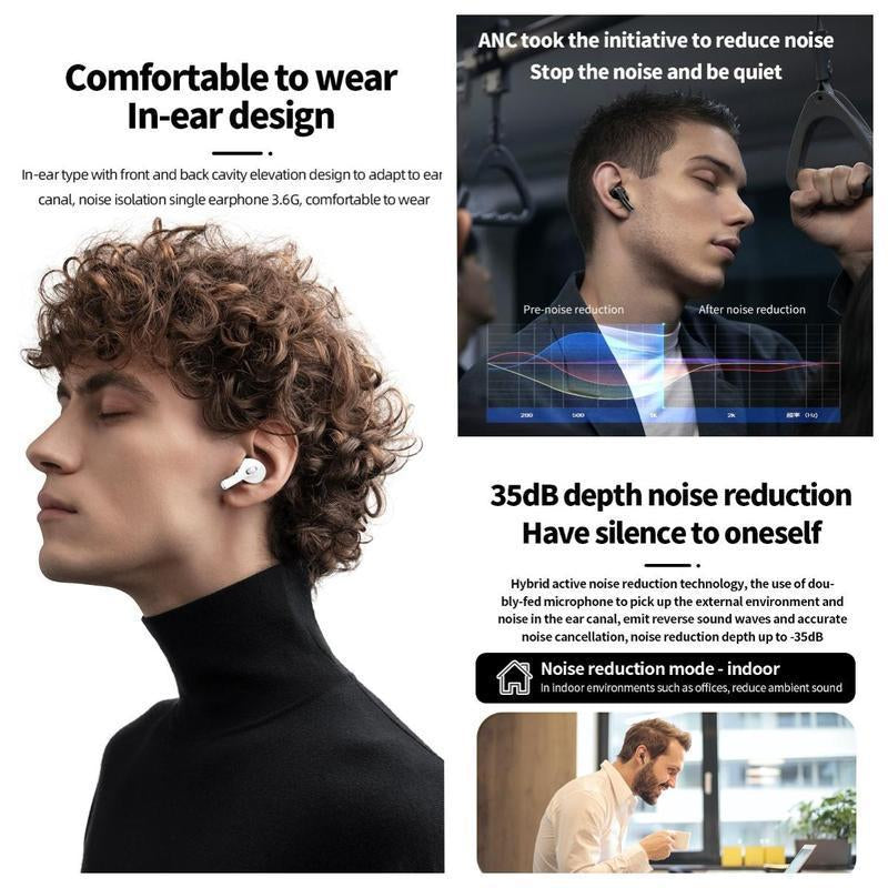 Wireless In-Ear Design Earphone with Touch Screen, Noise Cancelling, Bluetooth Compatible for Phone, PC & Laptop - Headset Electronic Audio