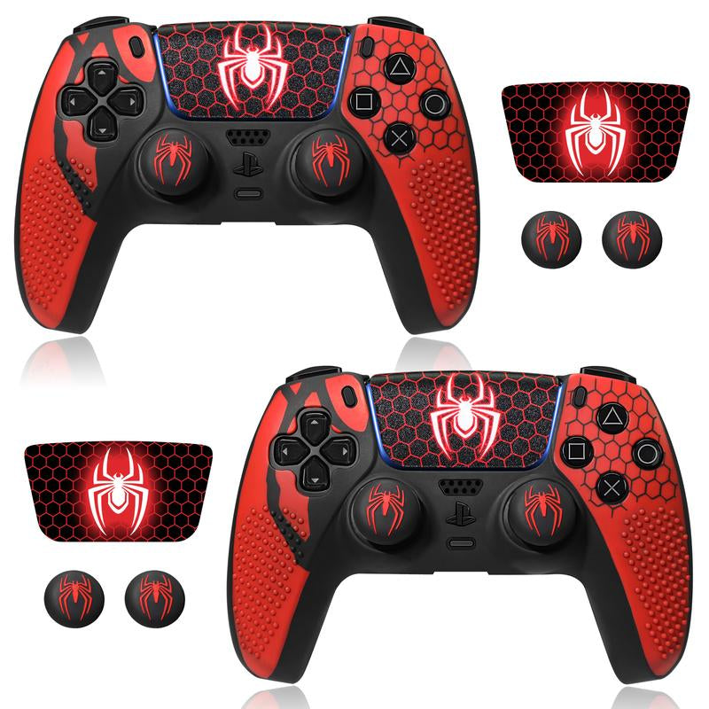 JORREP Anti-Slip PS5 Controller Skin, Non-Slip Silicone Cover Case with Thumb Grip Gaps, Touch Pad Sticker & Cover Wrap Stickers Ps5 Controller