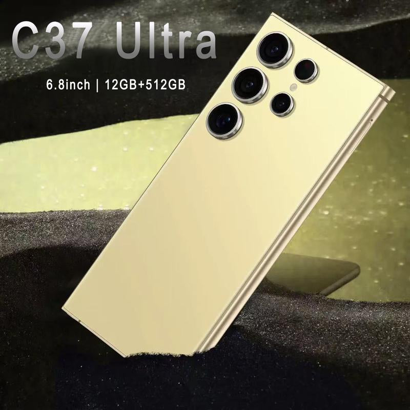 C37 Smartphone, 12+512GB Unlocked Phone, 48+108MP Zoom Camera, 6800Mah, 6.8HD Screen Unlocked Phone, Android 14.0, Facial Recognition, Fingerprint Lock, PS, Christmas Gifts, Essential Holiday Items