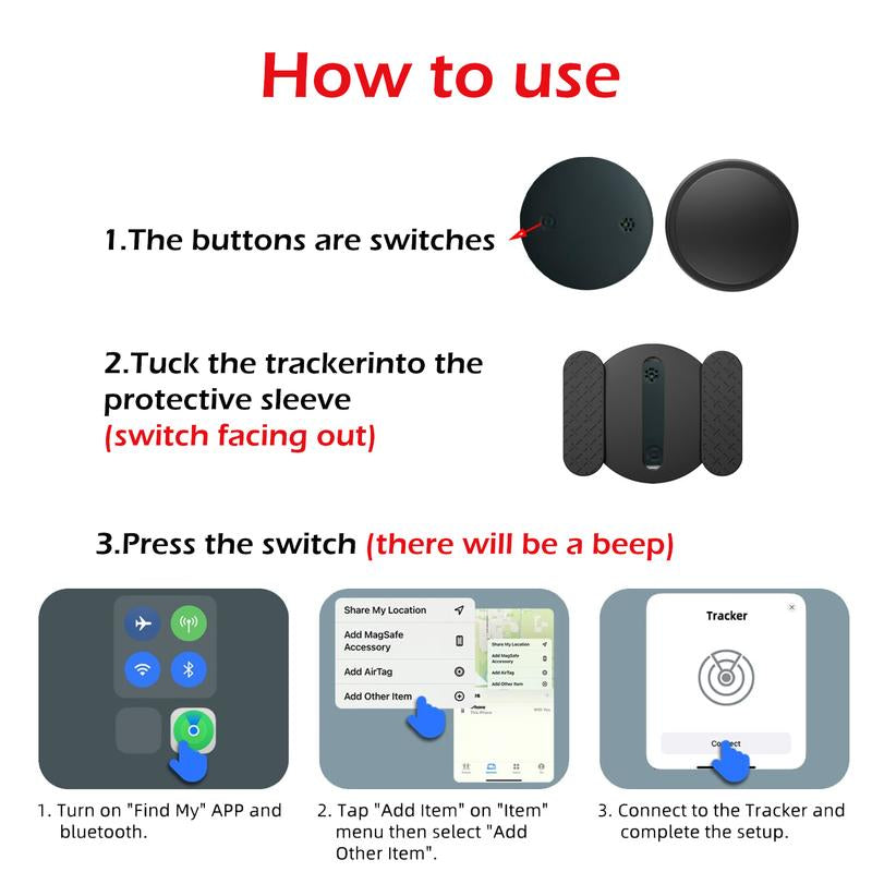 GPS Tracker for Car, Keys, or Wallet(Ios Only) ,Mini Trackers Device with Magnetic Waterproof Case, Compatible with Find My, No Monthly Fee
