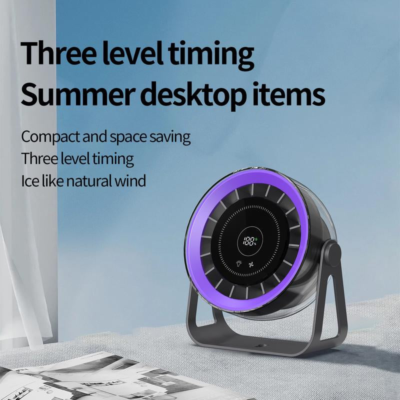 [Free Shipping]Portable Desktop Fan with Ambient Mood Light ️，Speed Adjustable (1-100) ，Up to 10 Working Hours ，Remote Control ，Wall Mountable & Hangable，Turbo Tech Cooling Fan, Low Noise, USB-C ， Perfect for Home，Office，Bedroom，Outdoor Camping Etc..