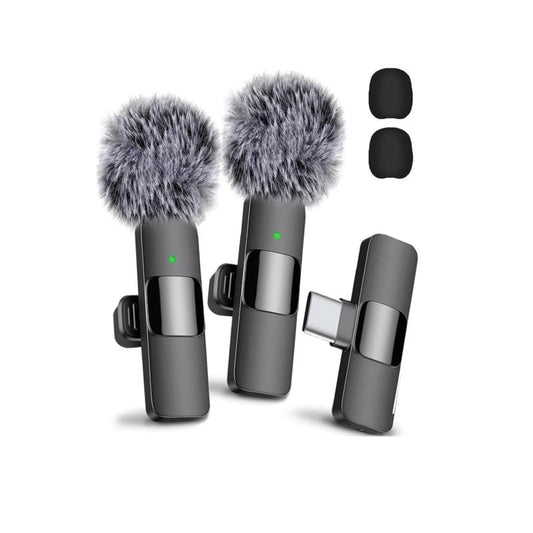 Wireless Lavalier Lapel Microphone for Iphone 15 Series/Android/Computer - Bluetooth Mini Phone Microphones for Video Recording - 2 Clip on Mics with USB C Interface for Tiktok Youtube Vlog