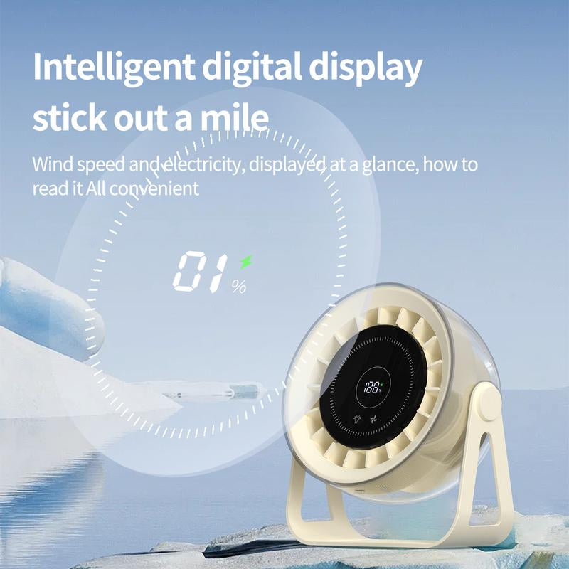 [Free Shipping]Portable Desktop Fan with Ambient Mood Light ️，Speed Adjustable (1-100) ，Up to 10 Working Hours ，Remote Control ，Wall Mountable & Hangable，Turbo Tech Cooling Fan, Low Noise, USB-C ， Perfect for Home，Office，Bedroom，Outdoor Camping Etc..