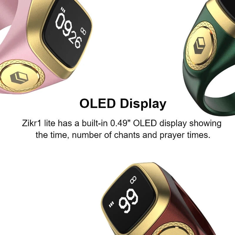 Iqibla Smart Praise Zikr Ring Tasbih Tally Intelligent Digital Counter for Muslims 5 Prayer Time Vibration Reminder Waterproof