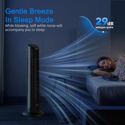 MANASTIN Smart Tower Fan for Bedroom，90° Oscillating Fans for Indoors with 4 Speeds, 4 Modes，25Db Quiet, Black