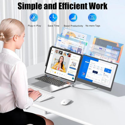 SIAVIALA Laptop Screen Extender for Laptops 13-17.3", 1080P FHD IPS Display HDMI/USB-C Travel Monitor Extender for Wins Mac Chrome Switch, Plug&Play