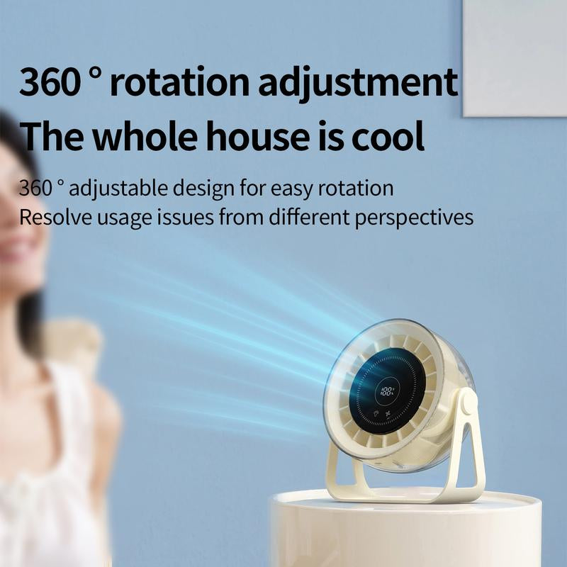[Free Shipping]Portable Desktop Fan with Ambient Mood Light ️，Speed Adjustable (1-100) ，Up to 10 Working Hours ，Remote Control ，Wall Mountable & Hangable，Turbo Tech Cooling Fan, Low Noise, USB-C ， Perfect for Home，Office，Bedroom，Outdoor Camping Etc..