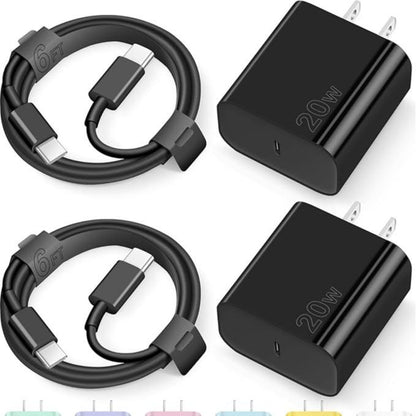 NOVOBIT 6FT Super Fast Charging 2-Pack Type-C/Lightning Wall Charger Block with 2-Pack USB-C to Type-C/Lightning Cable For, Wear-Resistant