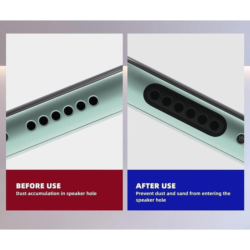 Phone Speaker Dust Protector Stickers &Amp; Cleaning Kit Anti-Dust Mesh Covers Plugs Brush for Iphone 16 15 14 13 12 11 X 8 7 plus Pro Max