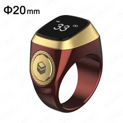 Iqibla Smart Praise Zikr Ring Tasbih Tally Intelligent Digital Counter for Muslims 5 Prayer Time Vibration Reminder Waterproof